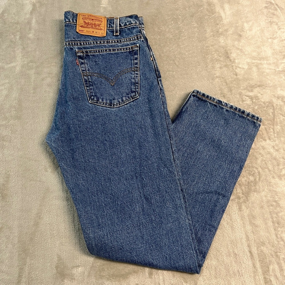 Vintage 90s Levis 505 Mens 36x32* Blue Straight Leg Jeans Made in USA Western